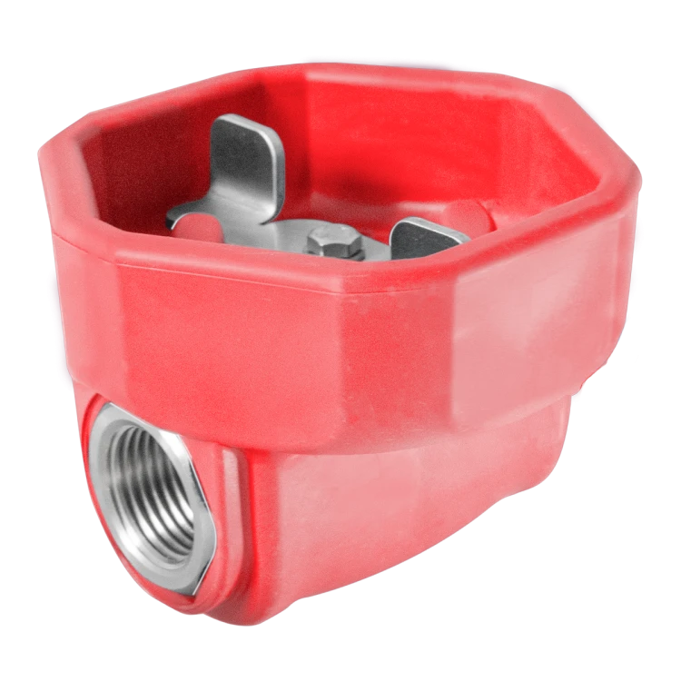 Zawór kulowy ULTRA HYGIENIC® ½’’ – osłona gumowa, czerwony