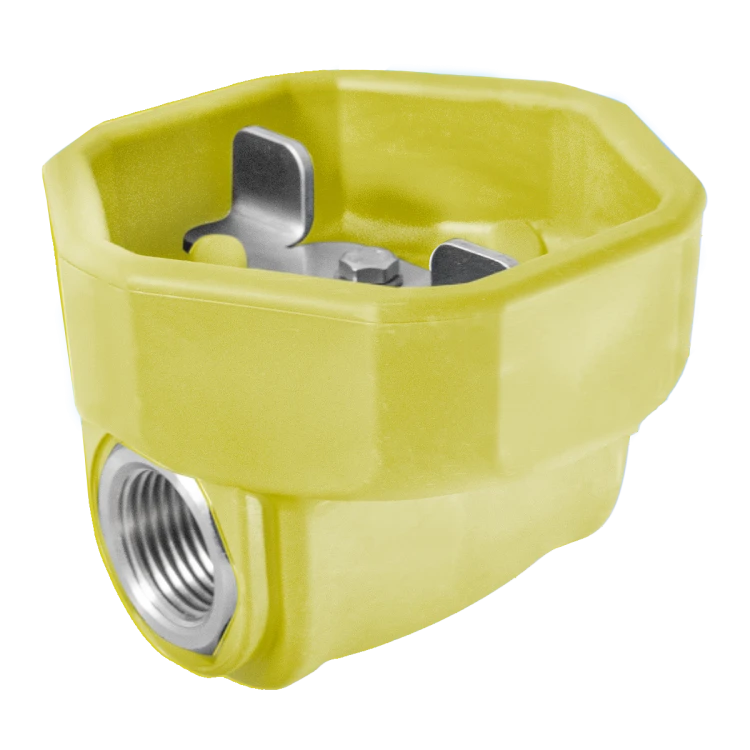 Zawór kulowy ULTRA HYGIENIC® ½’’ – osłona gumowa, żółty