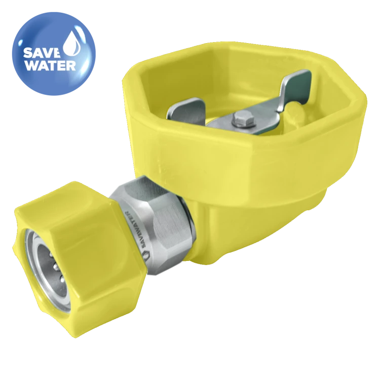 Zawór kulowy ULTRA HYGIENIC® ½’’ – osłona gumowa, złącze żeńskie, SAVE WATER, żółty