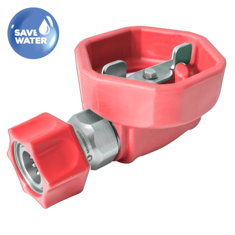 Zawór kulowy ULTRA HYGIENIC® ½’’ – osłona gumowa, złącze żeńskie, SAVE WATER, czerwony